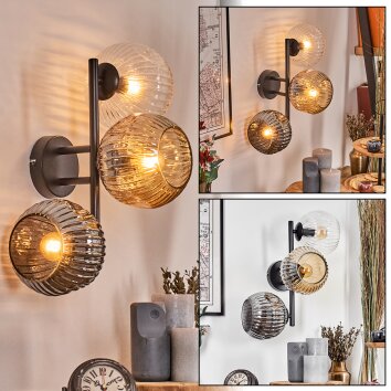 Ripoll Kogellampje, Wandlamp Amber, Duidelijk, Rookkleurig, 3-lichts