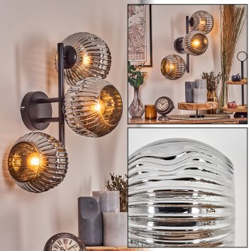 Ripoll Kogellampje, Wandlamp Chroom, Rookkleurig, 3-lichts
