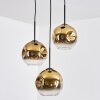 Ripoll Hanglamp, Kogellampje, Cluster hanglamp Goud, Duidelijk, 3-lichts