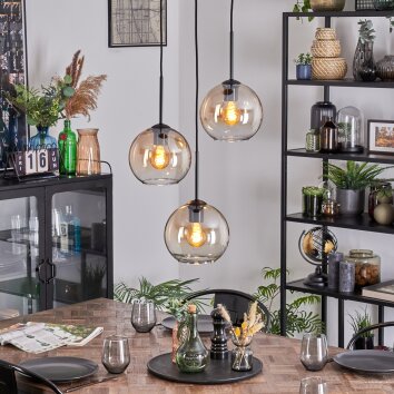 Koyoto Hanglamp, Kogellampje, Cluster hanglamp Amber, Duidelijk, 3-lichts