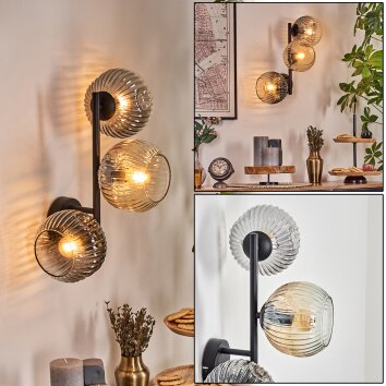 Ripoll Kogellampje, Wandlamp Amber, Duidelijk, Rookkleurig, 3-lichts