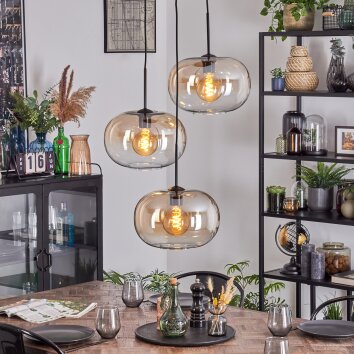 Apedo Hanglamp, Hanglamp, Cluster hanglamp Amber, Duidelijk, 3-lichts