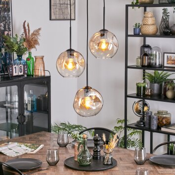 Ripoll Hanglamp, Kogellampje, Cluster hanglamp Amber, Duidelijk, 3-lichts