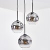 Ripoll Hanglamp, Kogellampje, Cluster hanglamp Duidelijk, Rookkleurig, 3-lichts
