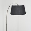 Bassagoda Staande lamp, Booglampen Nikkel mat, Zwart, 1-licht, Stoffen lampenkap