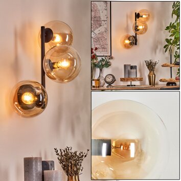 Gastor Kogellampje, Wandlamp Amber, Duidelijk, 3-lichts