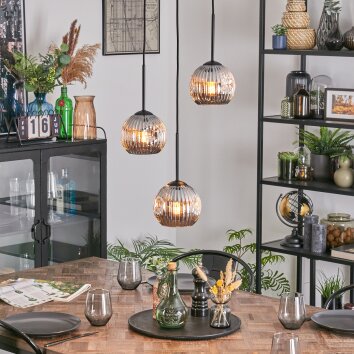 Ripoll Hanglamp, Kogellampje, Cluster hanglamp Chroom, Rookkleurig, 3-lichts
