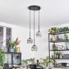 Ripoll Hanglamp, Kogellampje, Cluster hanglamp Chroom, Duidelijk, Rookkleurig, 3-lichts