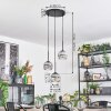 Ripoll Hanglamp, Kogellampje, Cluster hanglamp Chroom, Duidelijk, Rookkleurig, 3-lichts