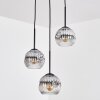 Ripoll Hanglamp, Kogellampje, Cluster hanglamp Chroom, Duidelijk, Rookkleurig, 3-lichts