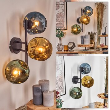 Ripoll Kogellampje, Wandlamp Blauw, Goud, Groen, 3-lichts