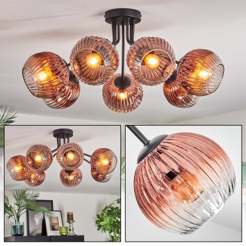 Ripoll Plafondlamp, Kogellampje Duidelijk, Koperkleurig, 7-lichts