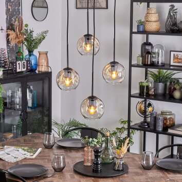 Ripoll Hanglamp, Kogellampje, Cluster hanglamp Amber, Duidelijk, 4-lichts