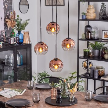 Ripoll Hanglamp, Kogellampje, Cluster hanglamp Duidelijk, Koperkleurig, 4-lichts