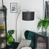 Soungou Staande lamp, Booglampen Nikkel mat, Zwart, 1-licht, Stoffen kap