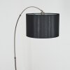 Soungou Staande lamp, Booglampen Nikkel mat, Zwart, 1-licht, Stoffen kap