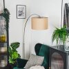Soungou Staande lamp, Booglampen Nikkel mat, Zwart, 1-licht, Stoffen kap