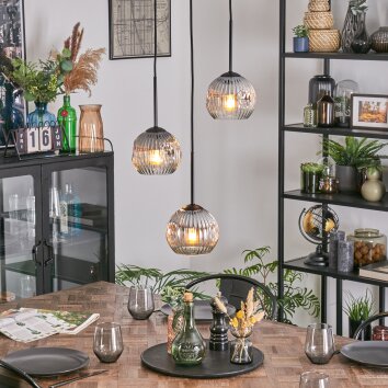 Ripoll Hanglamp, Kogellampje, Cluster hanglamp Duidelijk, Rookkleurig, 3-lichts