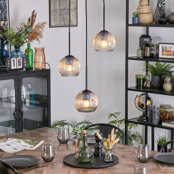 Ripoll Hanglamp, Kogellampje, Cluster hanglamp Amber, Duidelijk, 3-lichts