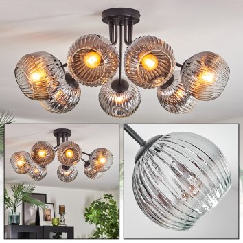 Ripoll Plafondlamp, Kogellampje Chroom, Duidelijk, Rookkleurig, 7-lichts