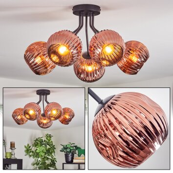 Ripoll Plafondlamp, Kogellampje Koperkleurig, 5-lichts