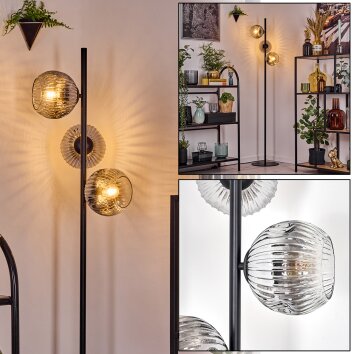 Ripoll Staande lamp Chroom, Duidelijk, Rookkleurig, 3-lichts