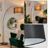 Soungou Staande lamp, Booglampen Chroom, Zwart, 1-licht, Stoffen kap