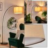Soungou Staande lamp, Booglampen Chroom, Zwart, 1-licht, Stoffen kap