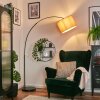 Soungou Staande lamp, Booglampen Chroom, Zwart, 1-licht, Stoffen kap