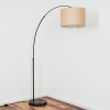 Soungou Staande lamp, Booglampen Chroom, Zwart, 1-licht, Stoffen kap