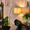 Soungou Staande lamp, Booglampen Chroom, Zwart, 1-licht, Stoffen kap