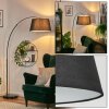 Bassagoda Staande lamp, Booglampen Chroom, Zwart, 1-licht, Stoffen lampenkap