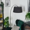 Bassagoda Staande lamp, Booglampen Chroom, Zwart, 1-licht, Stoffen lampenkap