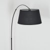 Bassagoda Staande lamp, Booglampen Chroom, Zwart, 1-licht, Stoffen lampenkap