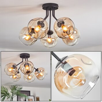 Ripoll Plafondlamp, Kogellampje Amber, Duidelijk, 5-lichts