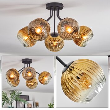 Ripoll Plafondlamp, Kogellampje Goud, Duidelijk, 5-lichts