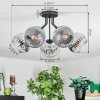 Ripoll Plafondlamp, Kogellampje Chroom, Duidelijk, Rookkleurig, 5-lichts