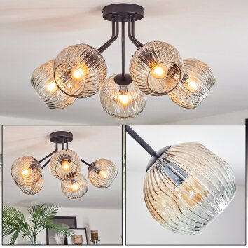 Ripoll Plafondlamp, Kogellampje Amber, Duidelijk, 5-lichts