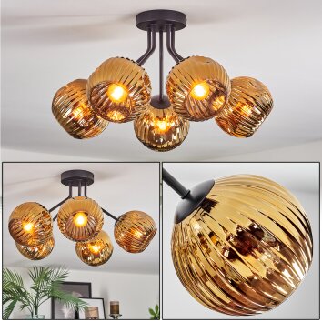Ripoll Plafondlamp, Kogellampje Goud, 5-lichts