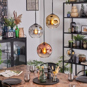 Ripoll Hanglamp, Kogellampje, Cluster hanglamp Chroom, Goud, Duidelijk, Koperkleurig, Rookkleurig, 3-lichts