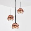 Ripoll Hanglamp, Kogellampje, Cluster hanglamp Duidelijk, Koperkleurig, 3-lichts