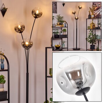 Ripoll Kogellampje, Staande lamp Duidelijk, Rookkleurig, 3-lichts