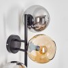 Koyoto Kogellampje, Wandlamp Amber, Chroom, Rookkleurig, 3-lichts