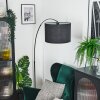 Bassagoda Staande lamp, Booglampen Chroom, Zwart, 1-licht, Stoffen lampenkap