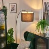 Bassagoda Staande lamp, Booglampen Chroom, Zwart, 1-licht, Stoffen lampenkap