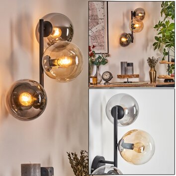 Gastor Kogellampje, Wandlamp Amber, Duidelijk, Rookkleurig, 3-lichts