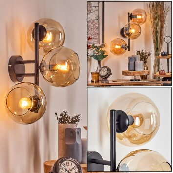 Koyoto Kogellampje, Wandlamp Amber, 3-lichts
