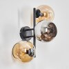 Koyoto Kogellampje, Wandlamp Amber, Chroom, Rookkleurig, 3-lichts
