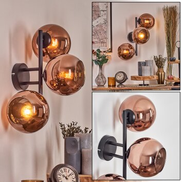 Koyoto Kogellampje, Wandlamp Koperkleurig, 3-lichts