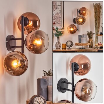 Koyoto Kogellampje, Wandlamp Duidelijk, Koperkleurig, 3-lichts